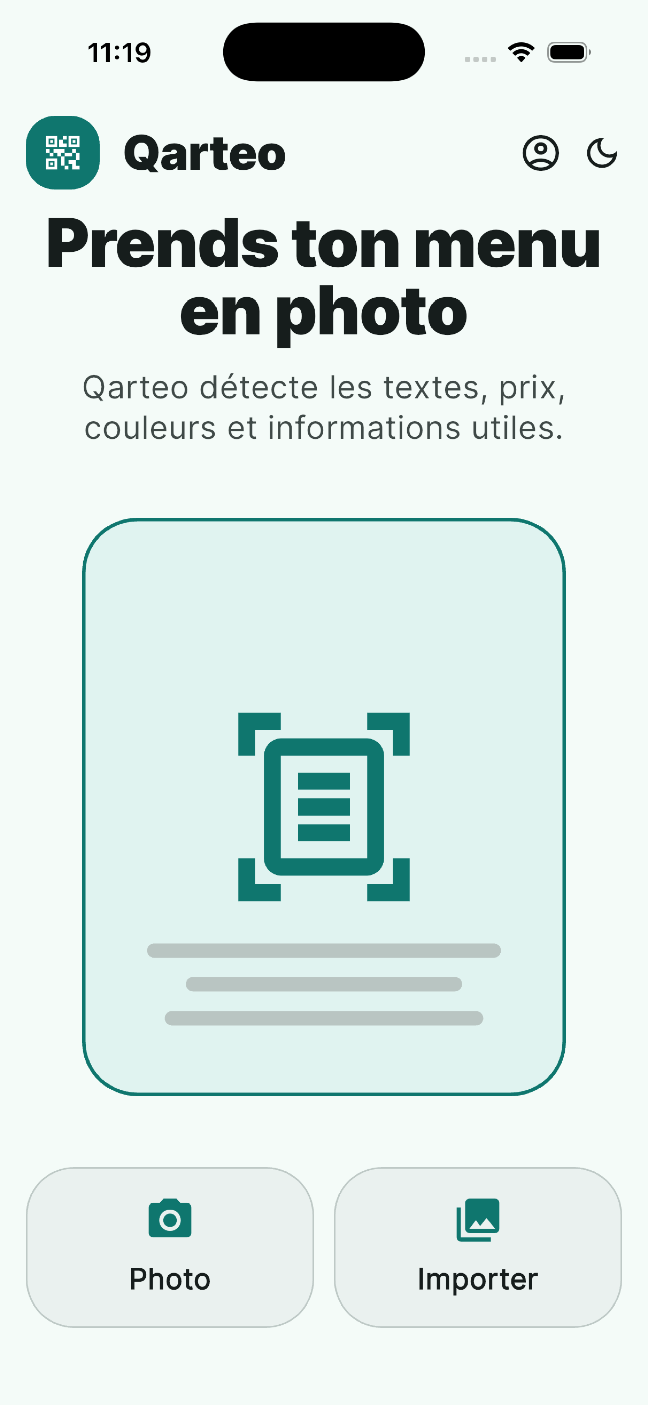 Import d’un menu dans Qarteo